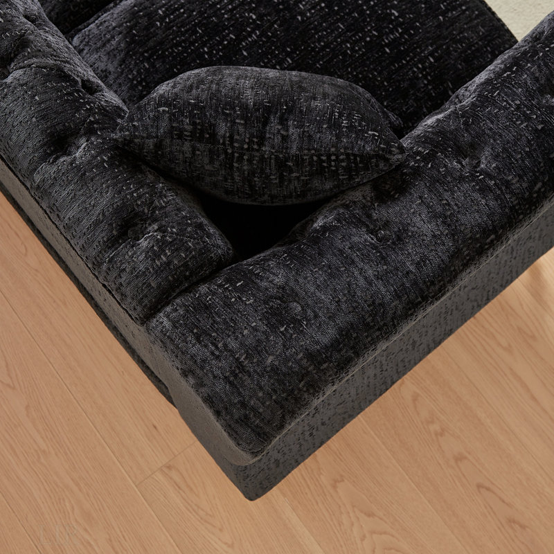 Canapé d'angle en chenille de 81,5 pouces, canapé modulaire en forme de L, canapés d'angle 5 places avec 3 coussins