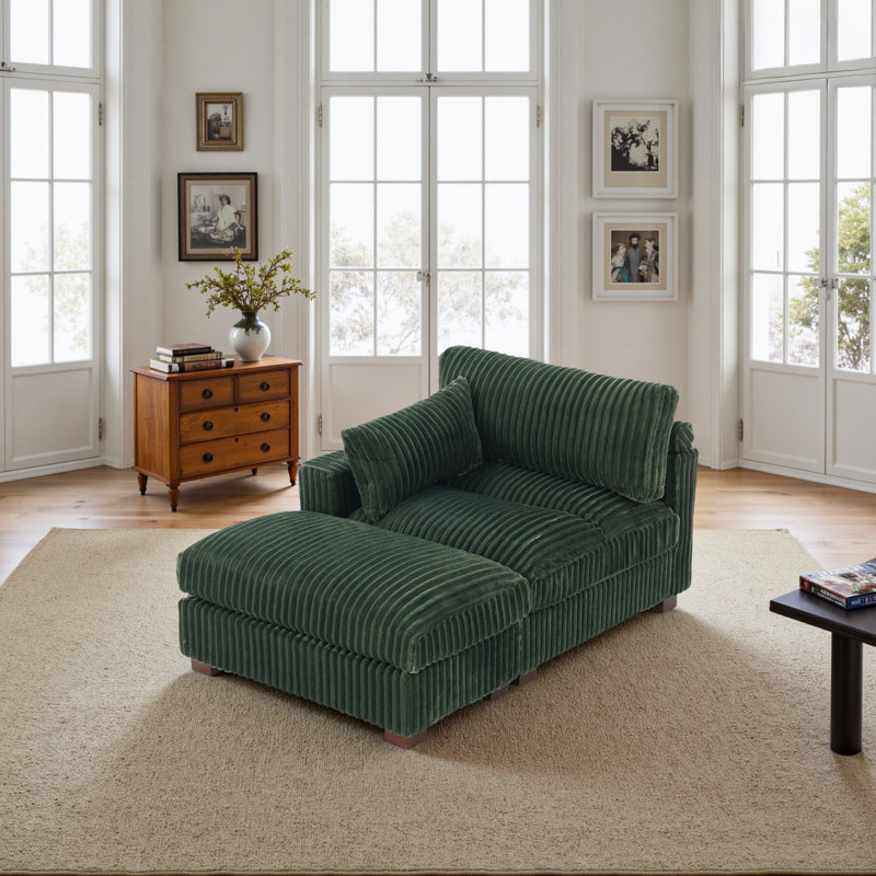 Upholstered Chaise Lounge, Green