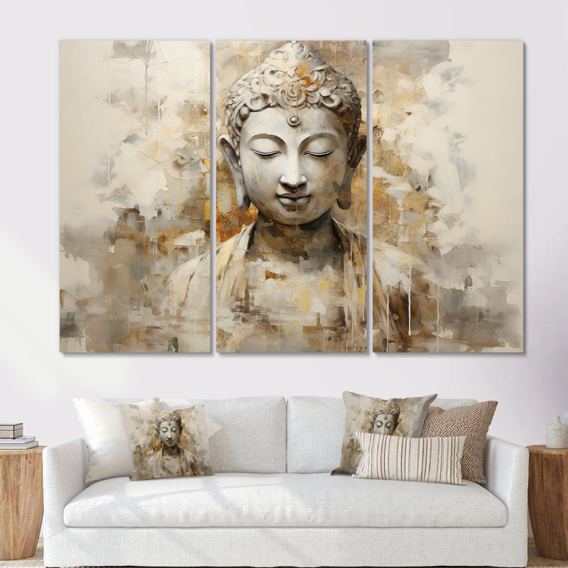 Ensemble d'art mural «bouddhisme» Tivona, Toile tendue, H 32 po x l 48 po