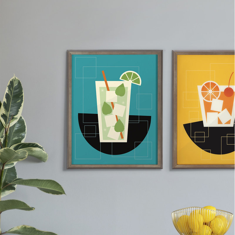 Art mural encadré Mojito par Amber, Green/Black Framed Glass