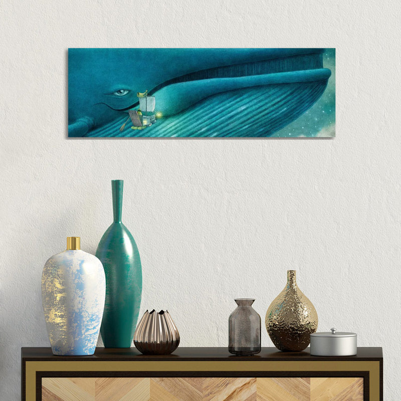 Finn And The Blue Whale by Terry Fan - Wrapped Canvas Panoramic Gallery-Wrapped Canvas Giclée, 30.48 cm H x 91.44 cm W