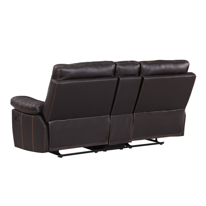 Canapé deux places inclinable en cuir Global United avec console pneumatique