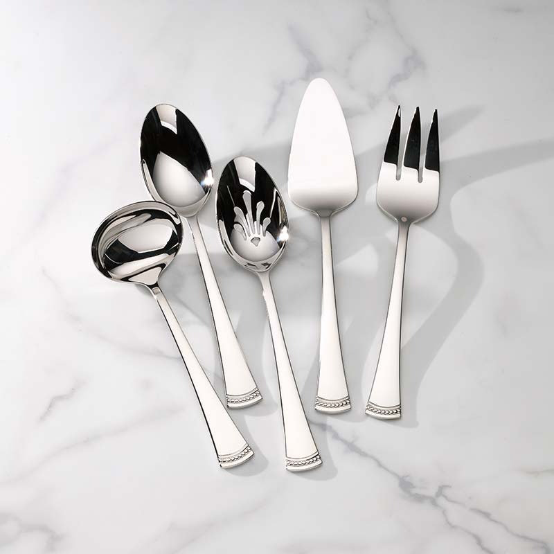 Ensemble d'hôtesse 5 pièces Lenox Portola, fini poli, argent
