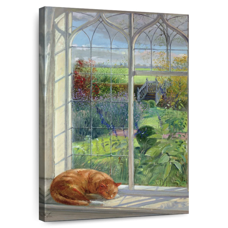 Lilie Sleeping Cat And Chinese Bridge, 39" H x 26" W