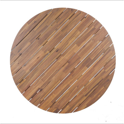44.5 Inch Round Outdoor Dining Table, Premium Acacia Wood Patio Table with X-Shaped Base, Slatted Wooden  Table for Garden, Backyard, Balcony and Indoor Use, Natural Wood Finish