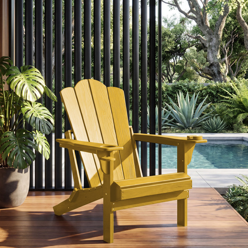 Chaise Adirondack en plastique PEHD résistant aux intempéries Devito, Jaune