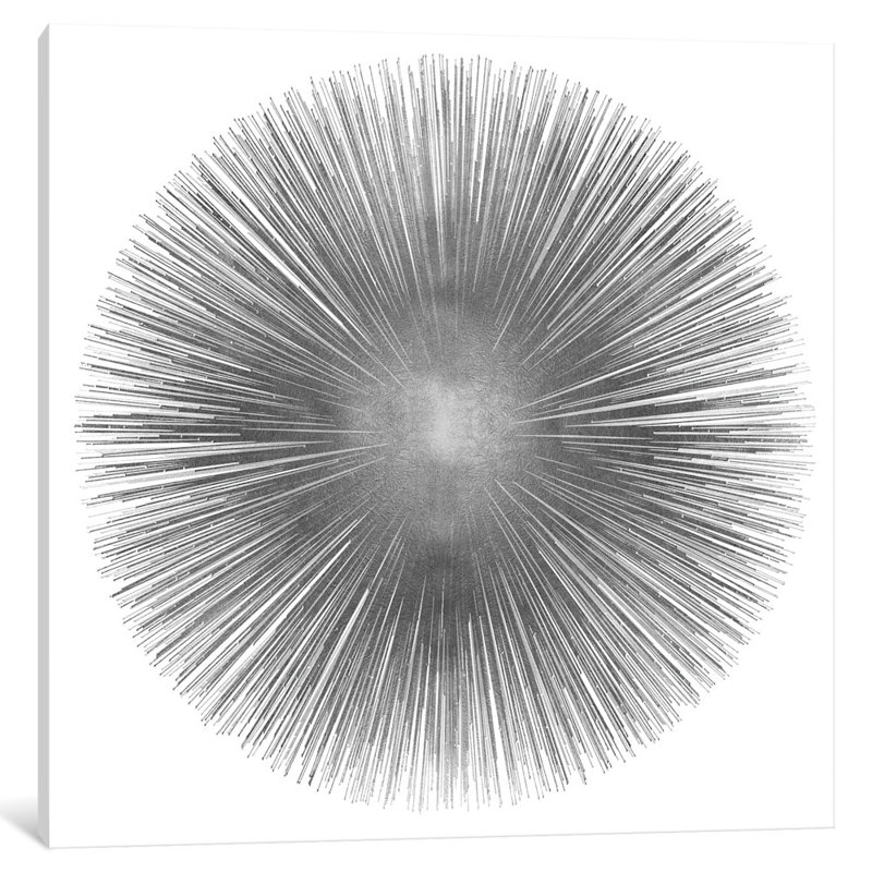 Silver Sunburst I, impression sur toile tendue, H 12 po x l 12 po x P 1,5 po, Pas de tapis, Toile tendue