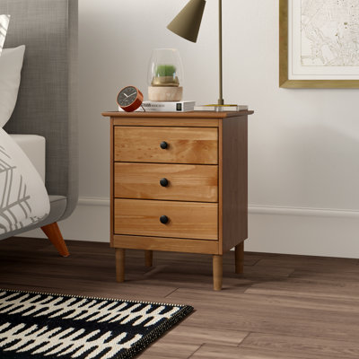 Bhuneshwar 3-Drawer Solid Wood Nightstand