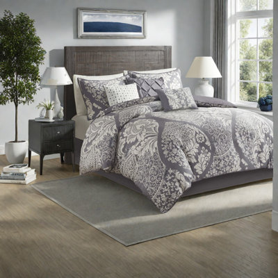Ensembles de literie en coton hypoallergénique, gris, grand lit, style moderne