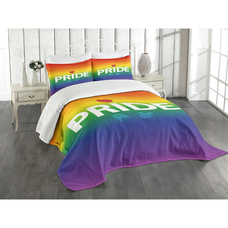 Vibrant Multicolor Pride Queen Quilted Bedspread Set