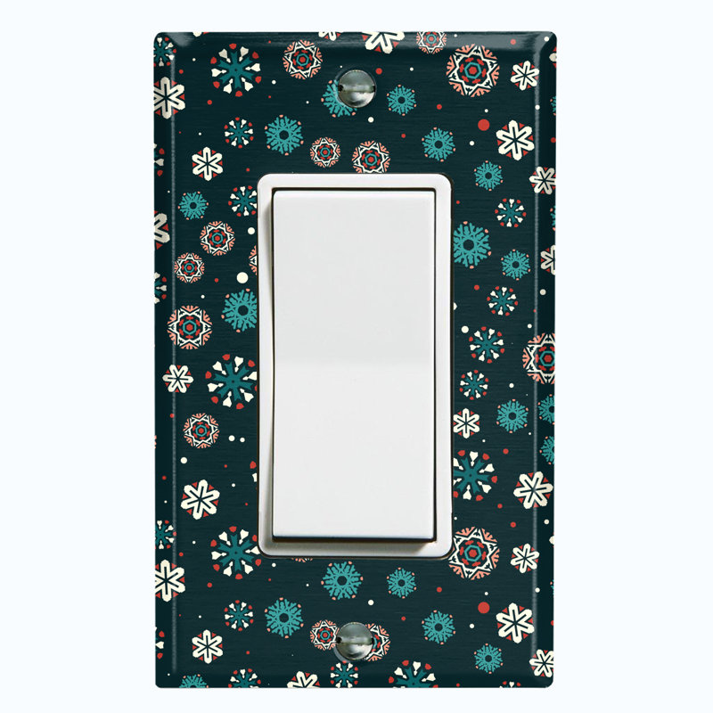 Christmas Ice Snow Green Blue 1 - Gang Toggle Light Switch Standard Wall Plate