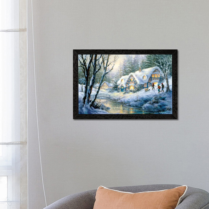 Winter Frolic by Nicky Boehme - Floater Frame Painting on Canvas, 101.6 cm H x 66.04 cm W, Black Framed