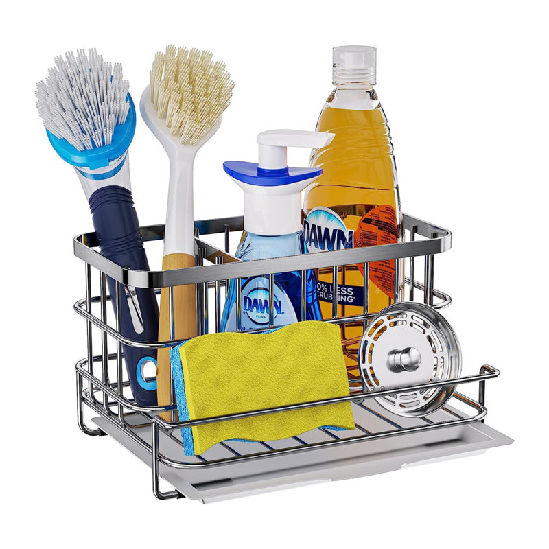 Stainless Steel Kitchen Caddy Organizer - Multifunctional Sink Sponge Holder And Drainer Rack