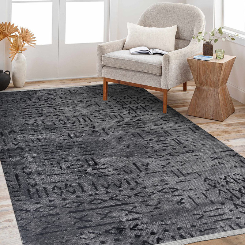 Modern/Abstract Gray Machine Washable Non-Slip Area Rug, Runner 3'3" x 8'3"