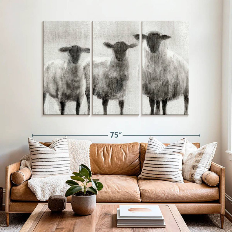 Brampt Rustic Sheep I, 42" H x 65" W