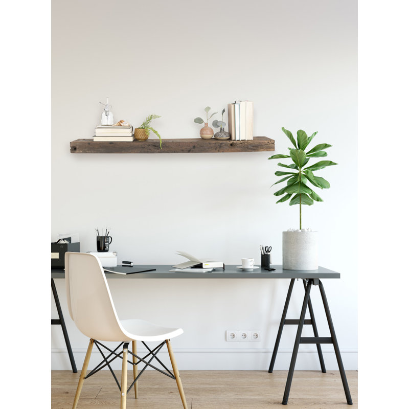 Reclaimed Wood Floating Wall Shelf, 4" H x 48"W x 7" D