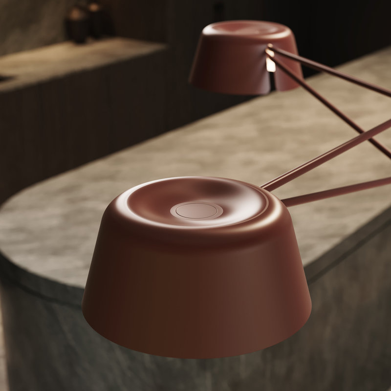 Lustre rectangulaire à 6 lumières Ray, H 12 po x l 35,75 po x P 35,75 po, Rouge oxyde, Rouge oxyde