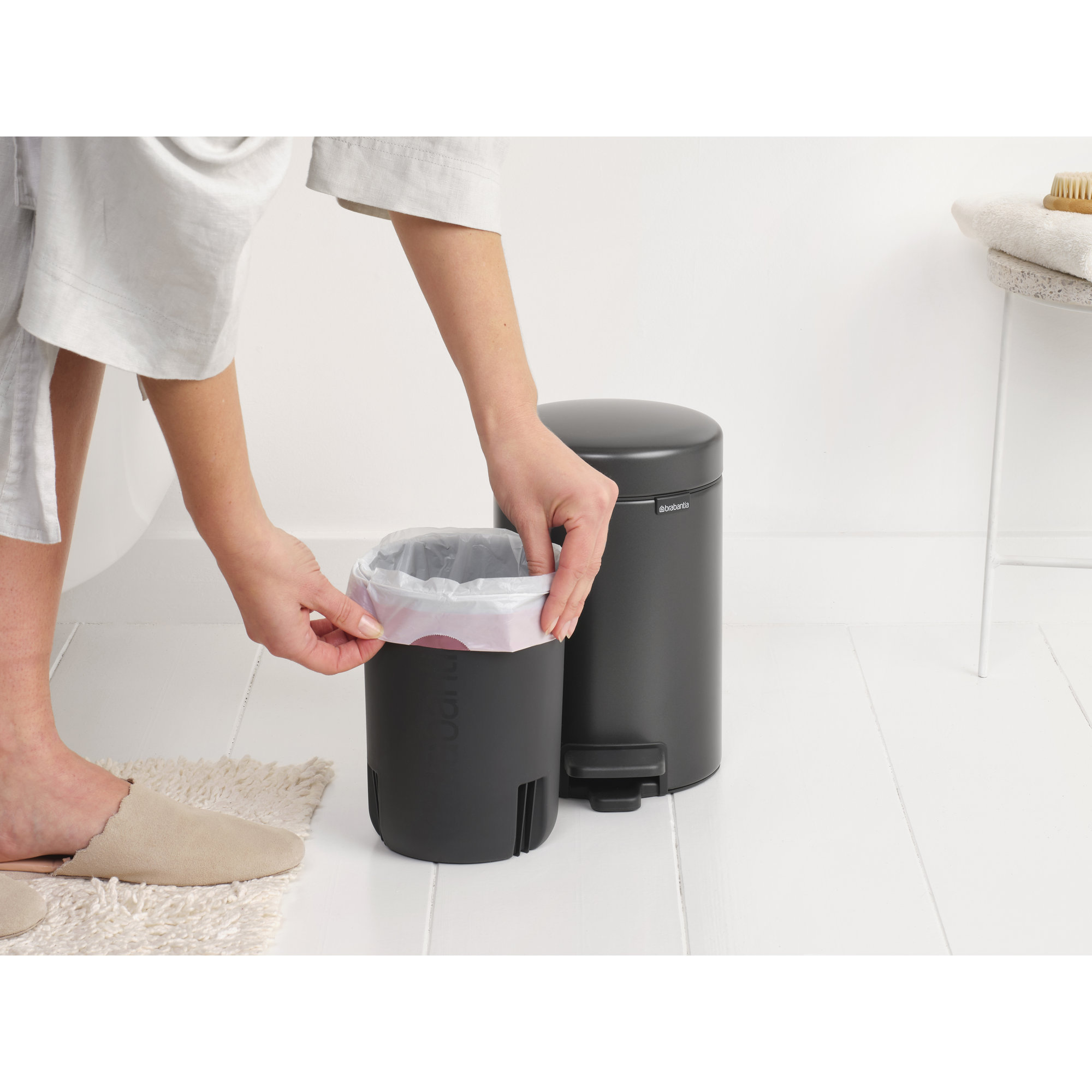 Brabantia NewIcon Step On Trash Can, 0.8 Gallon (3 Liter), Confident Gray