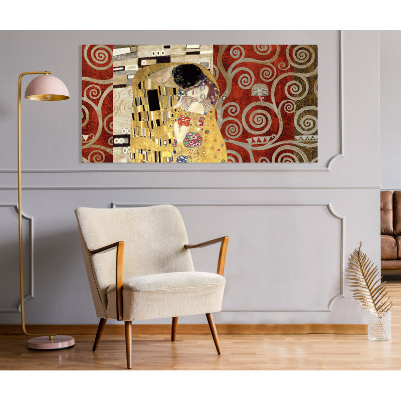 The Kiss by Gustav Klimt - Wrapped Canvas Painting, 70cm H x 140cm W x 4cm D