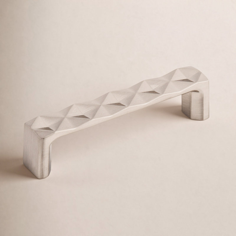 Quilted Bar pull, Brushed Satin Nickel, 3 3/4" Center to Center