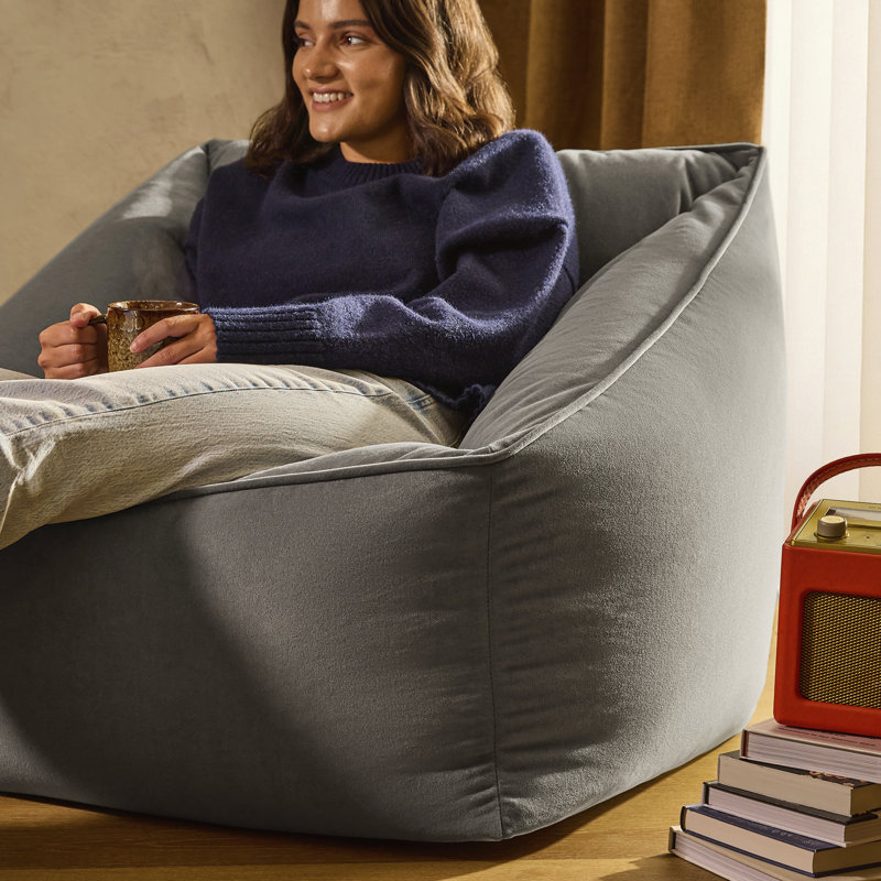icon Milano Velvet Armchair Bean Bag, Charcoal Grey