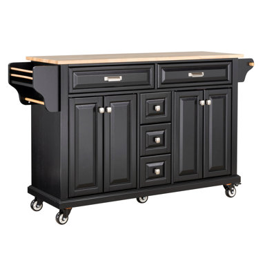 Makhel Rolling Kitchen Island with Solid + Manufactured Wood Top by Red Barrel Studio