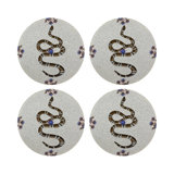 Thistle And Snake Vegan Leather Round Pebble Placemat