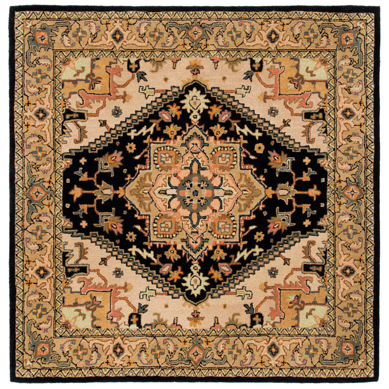 Tapis oriental en laine touffeté à la main Coralena, Carré 6 pi
