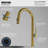 Karran Slim Pull-Down Kitchen Faucet, 25mm Thin Body, Modern Design, Dual Spray in Spot-Free Brushed Gold-119904330