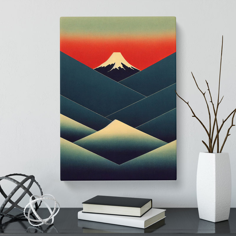Howardwick Japanese Mountains Bauhaus - Wrapped Canvas Print, 50cm H x 35cm W x 3cm D