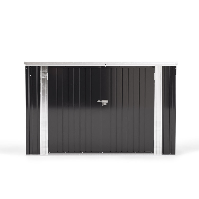 Auli 7 ft. W x 3 ft. D Metal Apex Bike Shed, Black