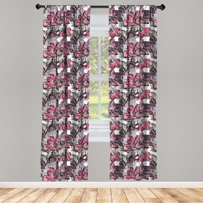 Floral Semi-Sheer Rod Pocket Curtain Panels
