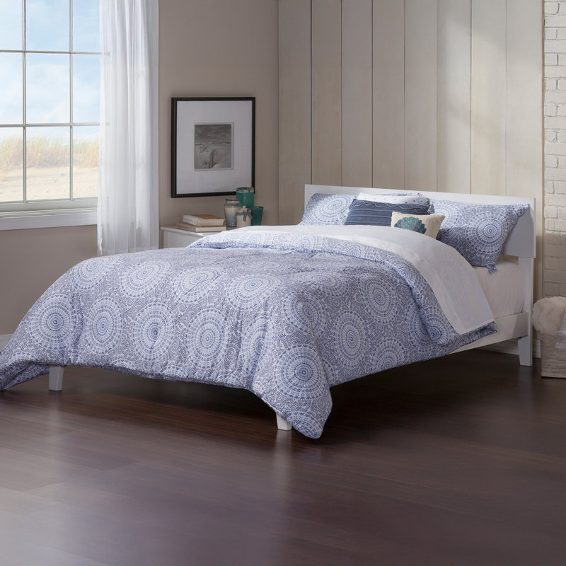 Lit plateforme en bois massif Orlando, Double, White