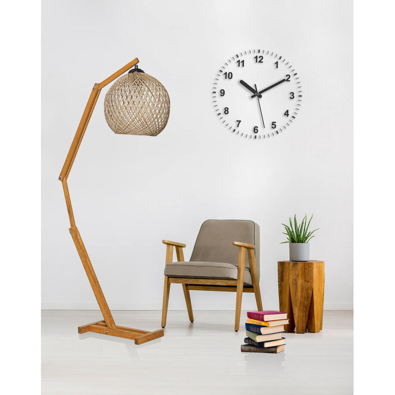Lampe de table en jute faite à la main, écru et brun, 55,1 po x 12,6 po | Structure en bois de pin, câble réglable jusqu'à 78,7 pouces | Douille E27 (60 W maximum) avec interrupteur marche / arrêt | Décoration intérieure unique pour des solutions 
