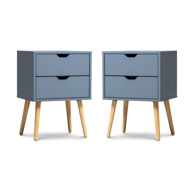 Ensemble de table de chevet 2 pièces Kulveer, Gris