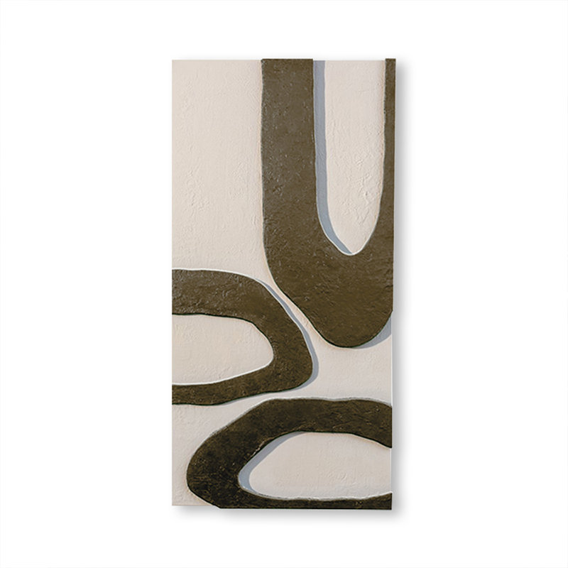 Art mural Mid-Century moderne en toile pour salon, H 39,37 po x l 19,69 po, Gris