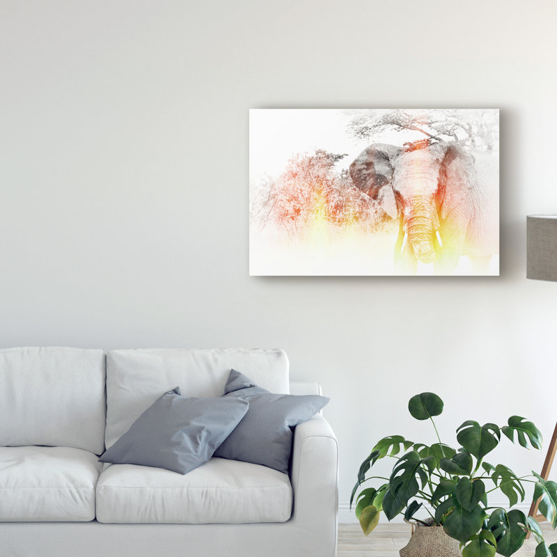 «Golden Elephant» par Golie Miamee, impression sur toile, H 12 po x l 19 po x P 2 po