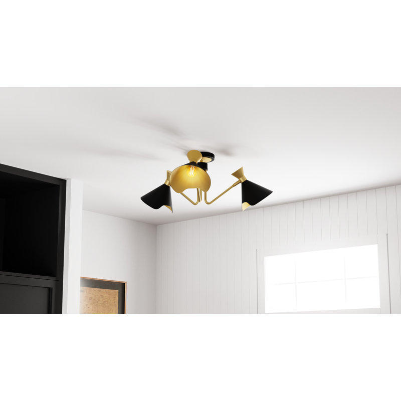 Alcala 3-Light Matte Black Semi-Flush Mount