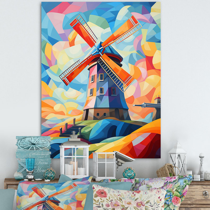 «Neo-Fauvist Wind Mill», impression sur toile, H 32 po x l 16 po x P 1 po, Toile tendue