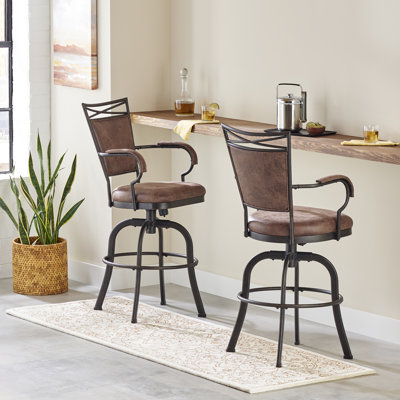 Kazuho Upholstered Metal Swivel Stool