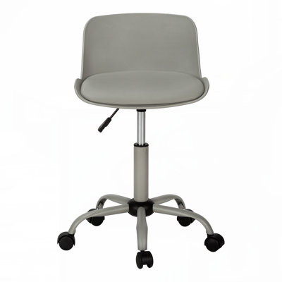 Office Chair,Adjustable Height,Swivel,Ergonomic,Computer Desk,Work,Juvenile,Grey Leather Look,Grey Metal,Contemporary,