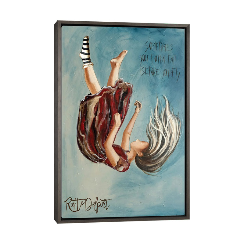 Parfois, vous devez tomber  , Gris, Impression sur toile flottante sans passe-partout, H 60 po x l 40 po