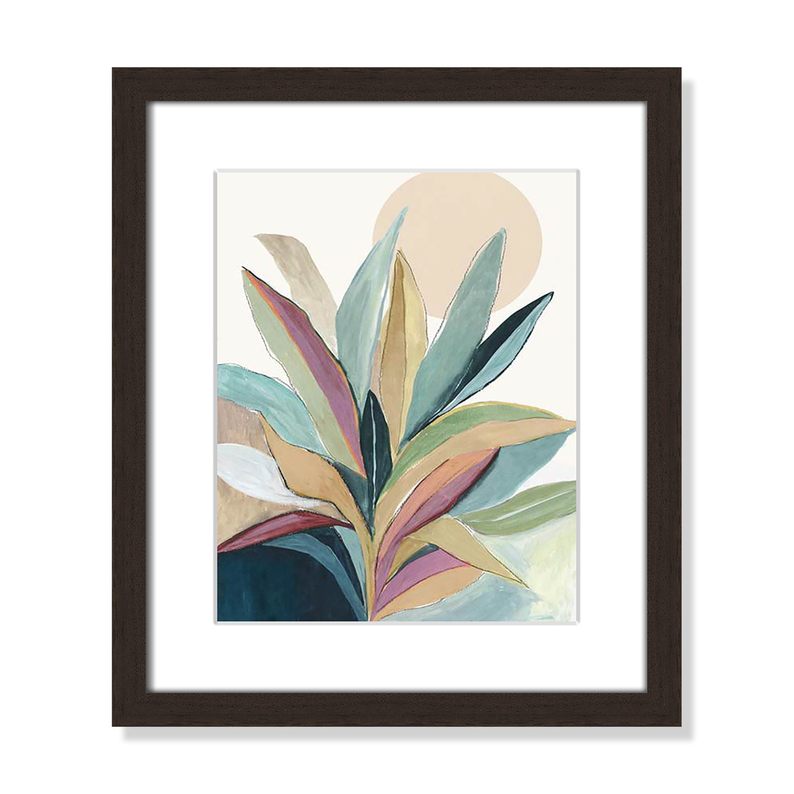 Sherbrooke Sunny Bright Leaves I by Asia Jensen Print, Yes, Walnut Single Picture Frame, 15" H x 13" W x 1.25" D