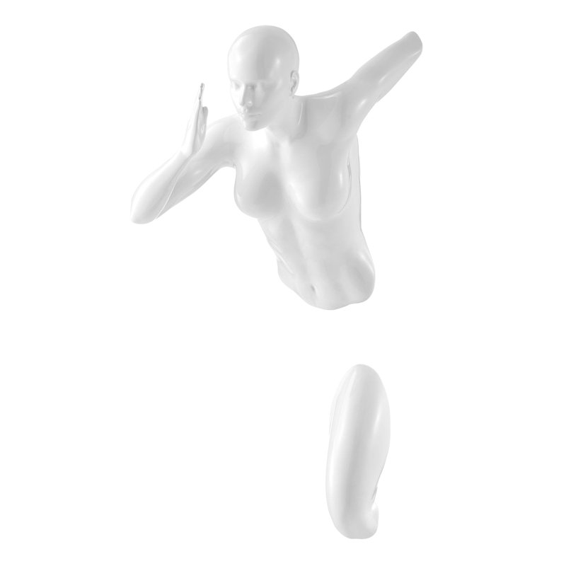 Glossy White Resin Wall Runner Sculpture, 13" Woman