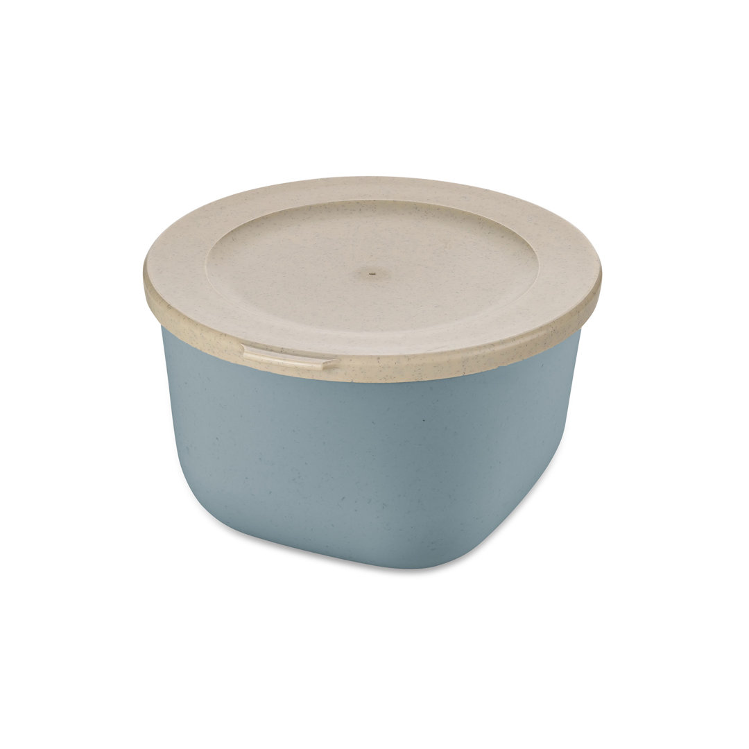 Koziol Connect Box 1 mit Deckel, Biozirkulärer Kunststoff, Nature Flower Blue, 1 L, 7870716