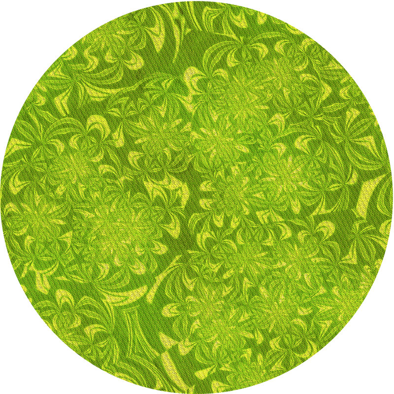 Tapis rond à motif floral vert, Rond 5 pi