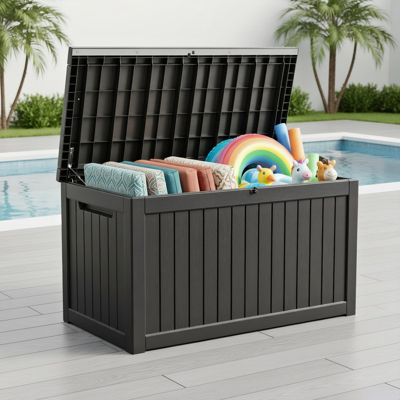 Solution de rangement multifonctionnelle en résine 280 gallons pour l'extérieur, Noir