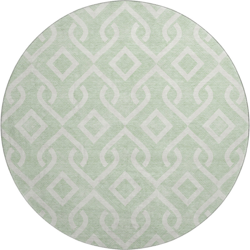Premium Machine Washable Cerrito Mint Rug, Round 8'