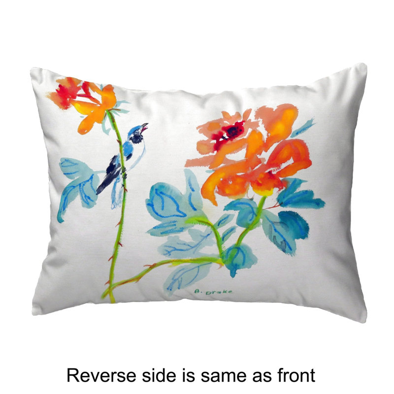  Housse de coussin rectangulaire et insert Bird and Roses, H 11 po x l 14 po x P 5 po