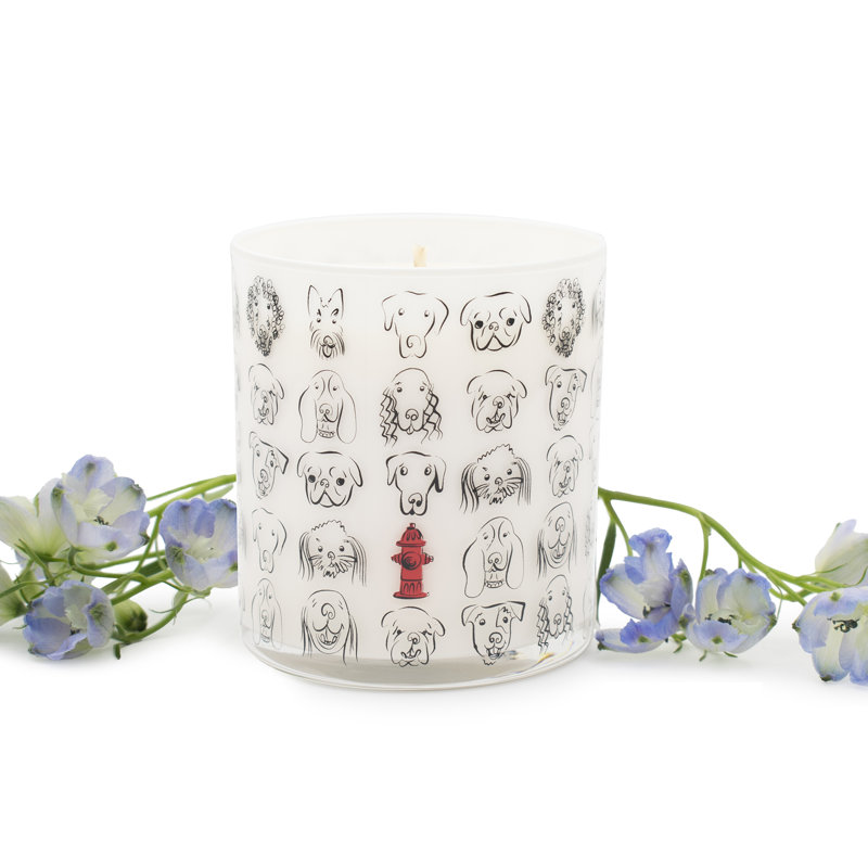 Fresh Rain Scented Soy Jar Candle with Dog Design